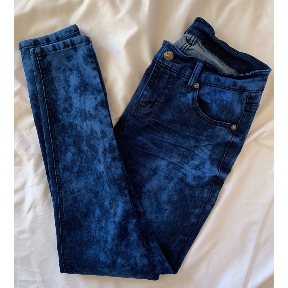dELiA*s blue acid wash stretch skinny jeggings 7/8